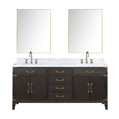 Lexora Laurel 72 in. Brown Oak Double Sink Bath Vanity