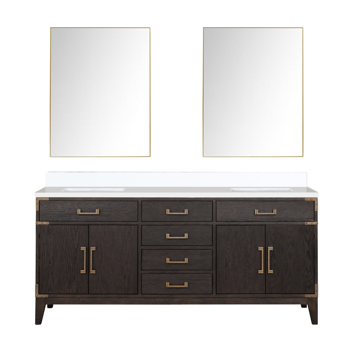 Lexora Laurel 72 in. Brown Oak Double Sink Bath Vanity