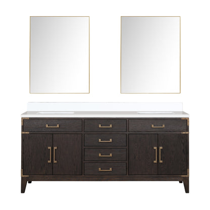 Lexora Laurel 72 in. Brown Oak Double Sink Bath Vanity