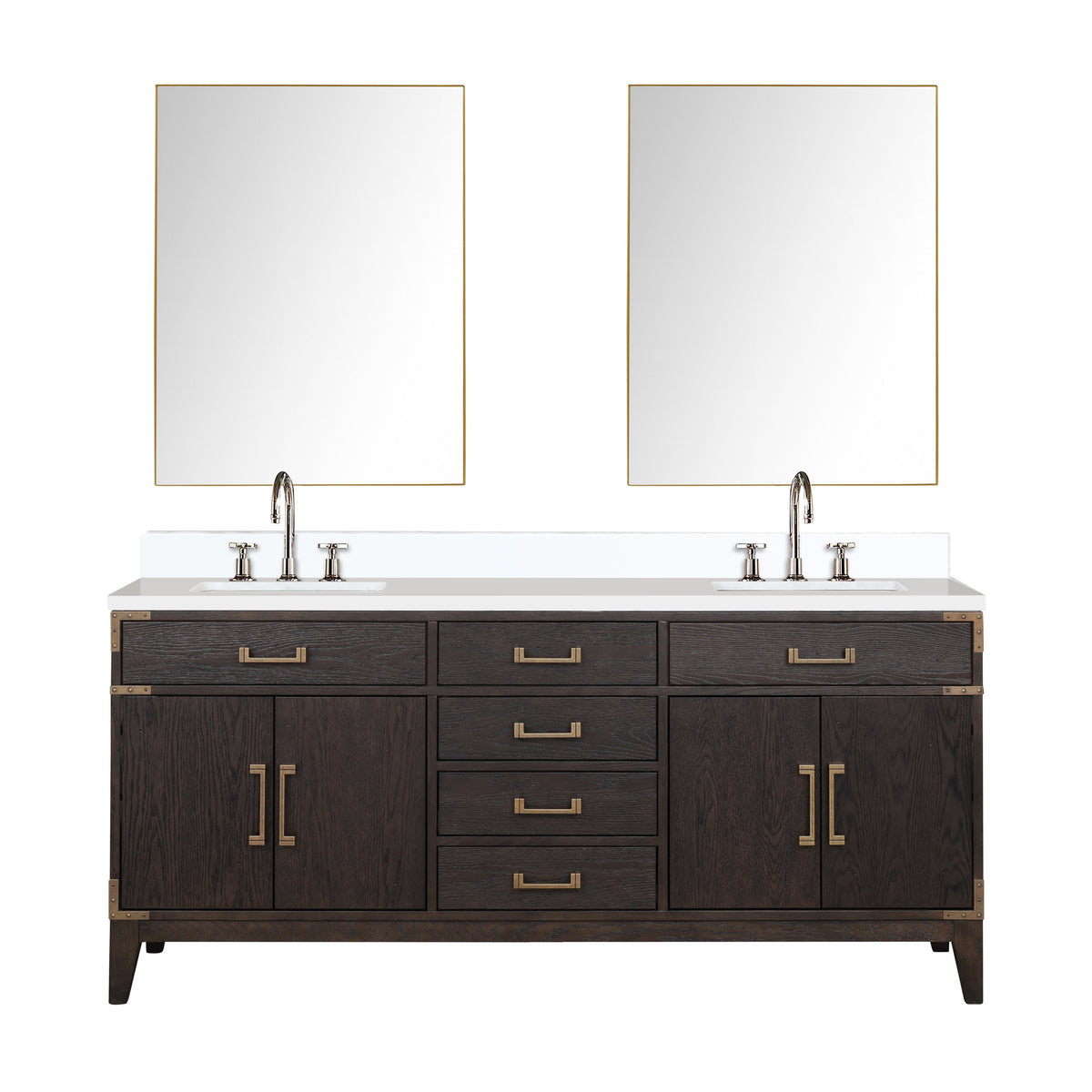 Lexora Laurel 72 in. Brown Oak Double Sink Bath Vanity