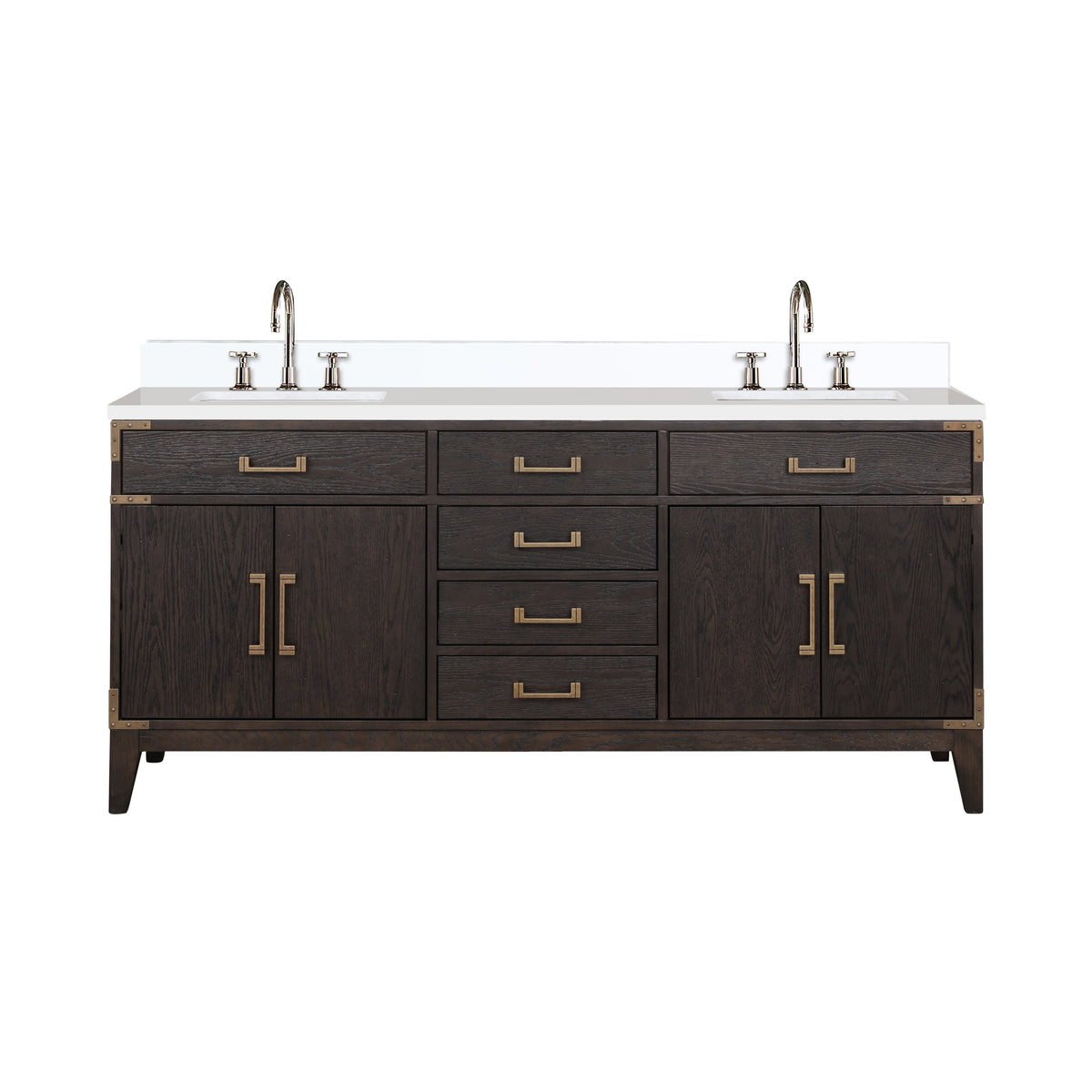 Lexora Laurel 72 in. Brown Oak Double Sink Bath Vanity