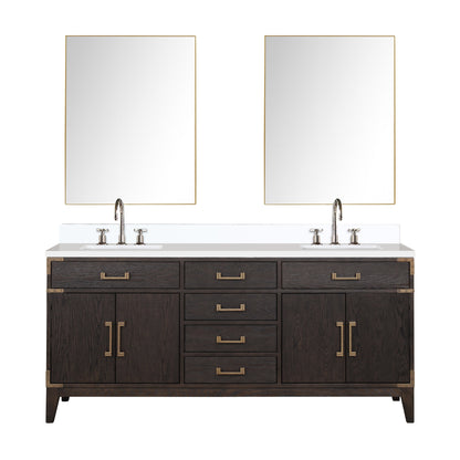 Lexora Laurel 72 in. Brown Oak Double Sink Bath Vanity