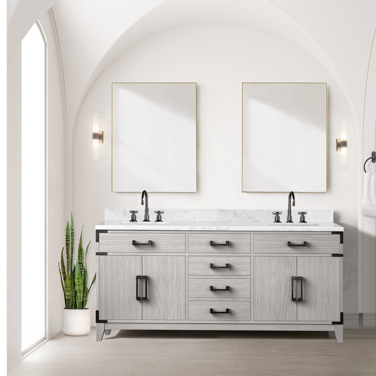 Lexora Laurel 72 in. White Oak Double Sink Bath Vanity