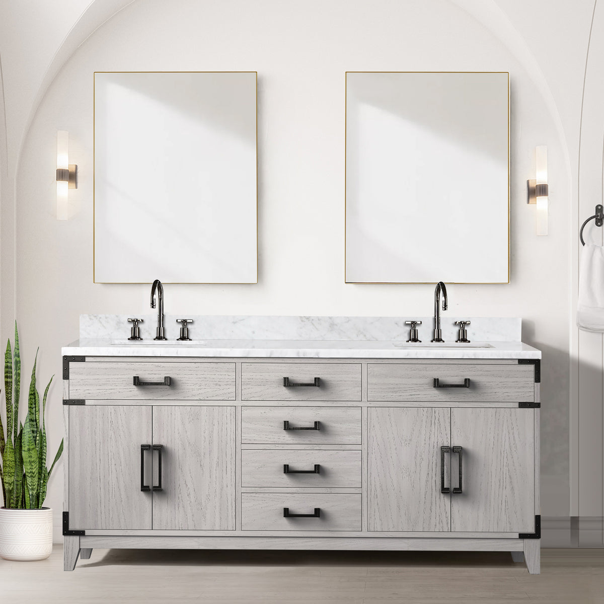 Lexora Laurel 72 in. White Oak Double Sink Bath Vanity