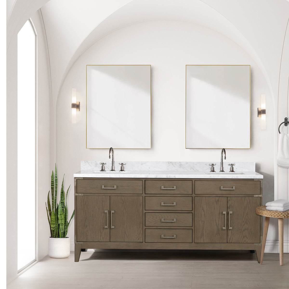 Lexora Laurel 72 in. Grey Oak Double Sink Bath Vanity