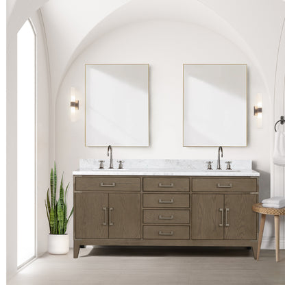 Lexora Laurel 72 in. Grey Oak Double Sink Bath Vanity