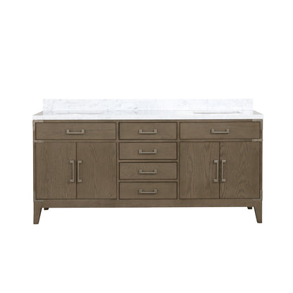 Lexora Laurel 72 in. Grey Oak Double Sink Bath Vanity