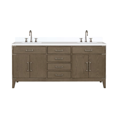 Lexora Laurel 72 in. Grey Oak Double Sink Bath Vanity