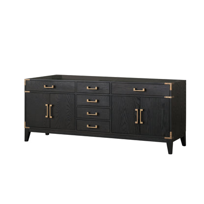 Lexora Laurel 80 in. Black Oak Double Sink Bath Vanity