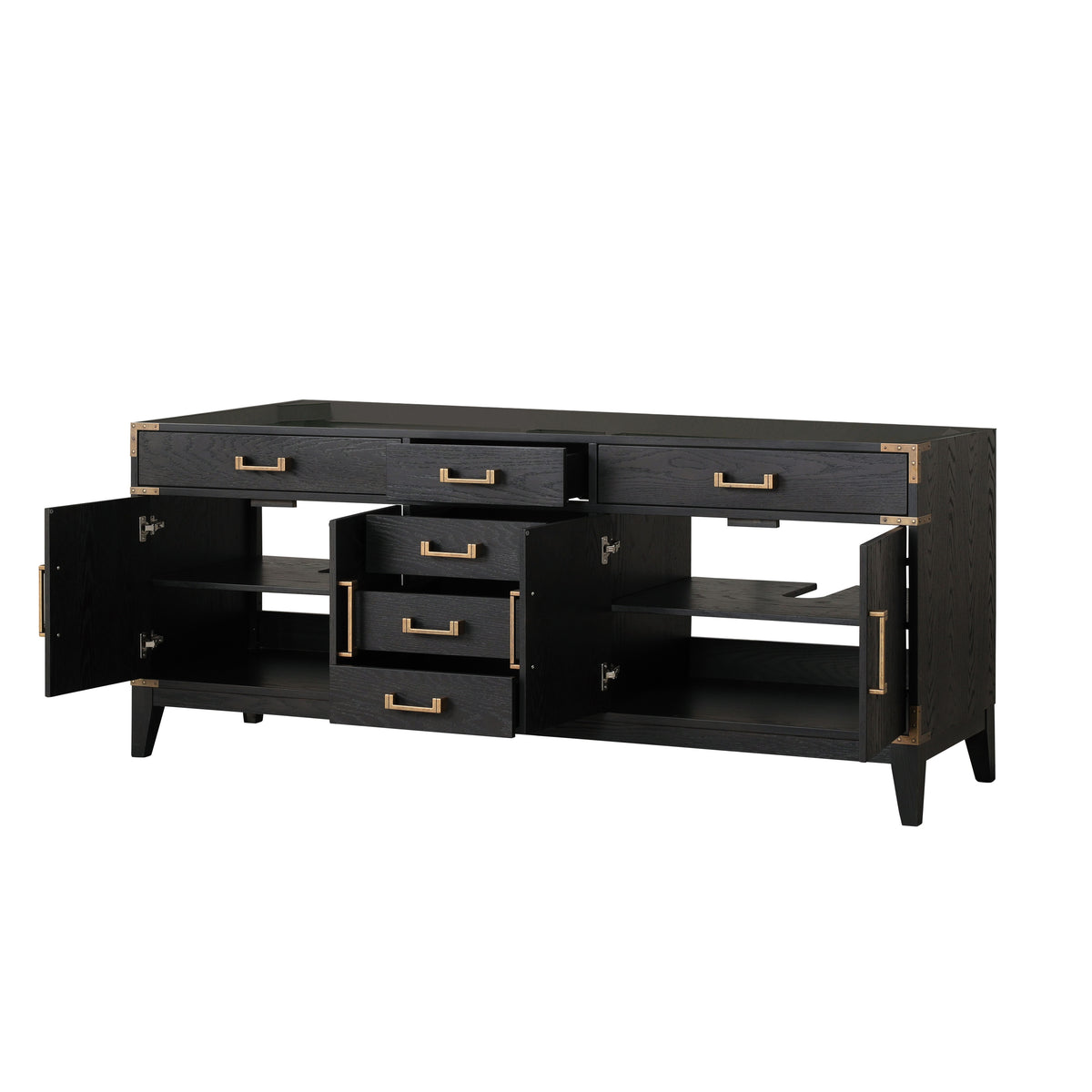 Lexora Laurel 80 in. Black Oak Double Sink Bath Vanity