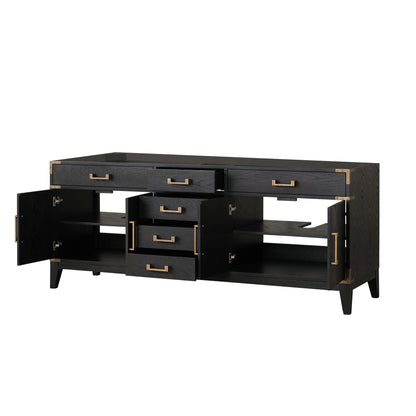 Lexora Laurel 80 in. Black Oak Double Sink Bath Vanity