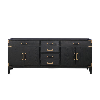 Lexora Laurel 80 in. Black Oak Double Sink Bath Vanity