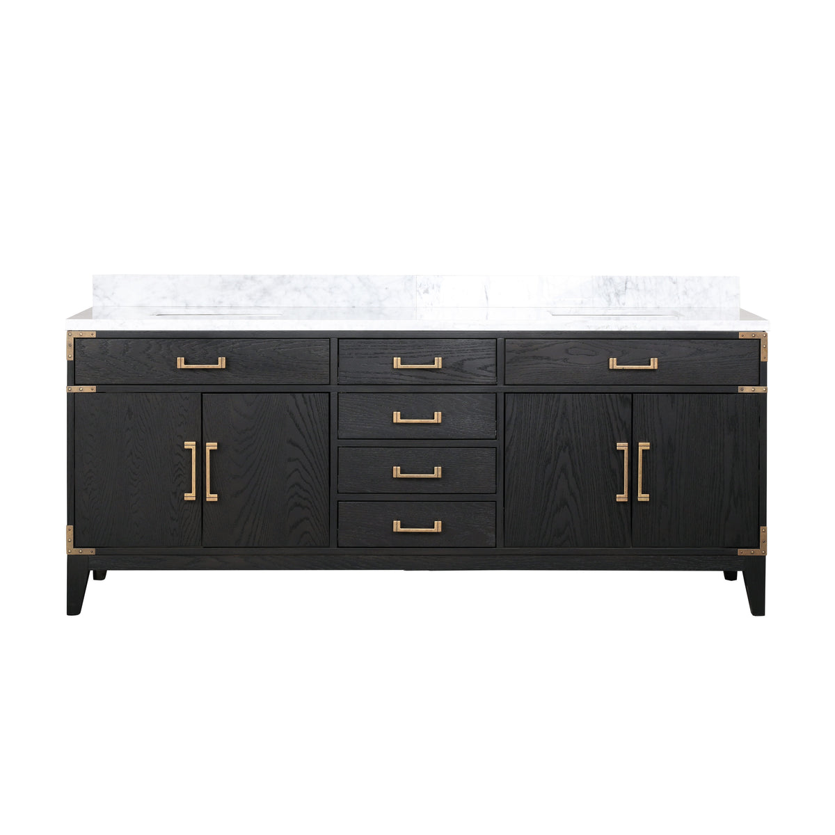 Lexora Laurel 80 in. Black Oak Double Sink Bath Vanity