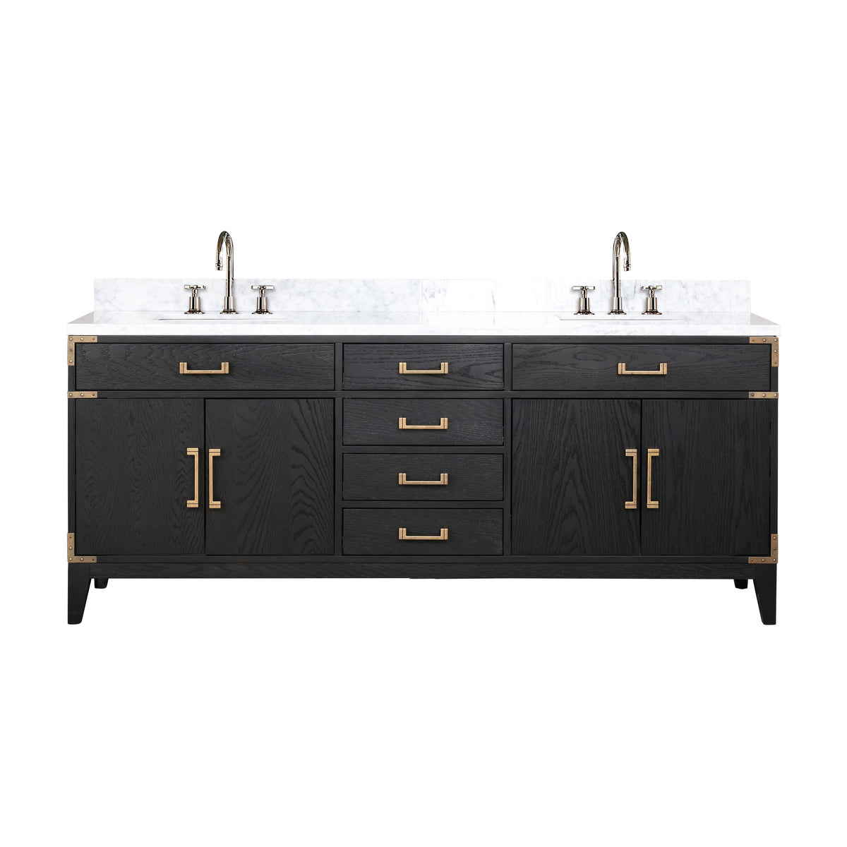 Lexora Laurel 80 in. Black Oak Double Sink Bath Vanity
