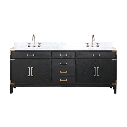Lexora Laurel 80 in. Black Oak Double Sink Bath Vanity