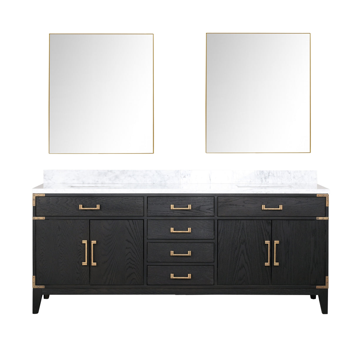 Lexora Laurel 80 in. Black Oak Double Sink Bath Vanity