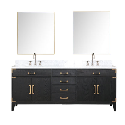 Lexora Laurel 80 in. Black Oak Double Sink Bath Vanity