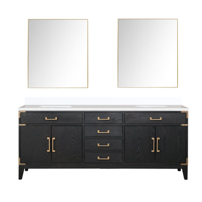 Lexora Laurel 80 in. Black Oak Double Sink Bath Vanity