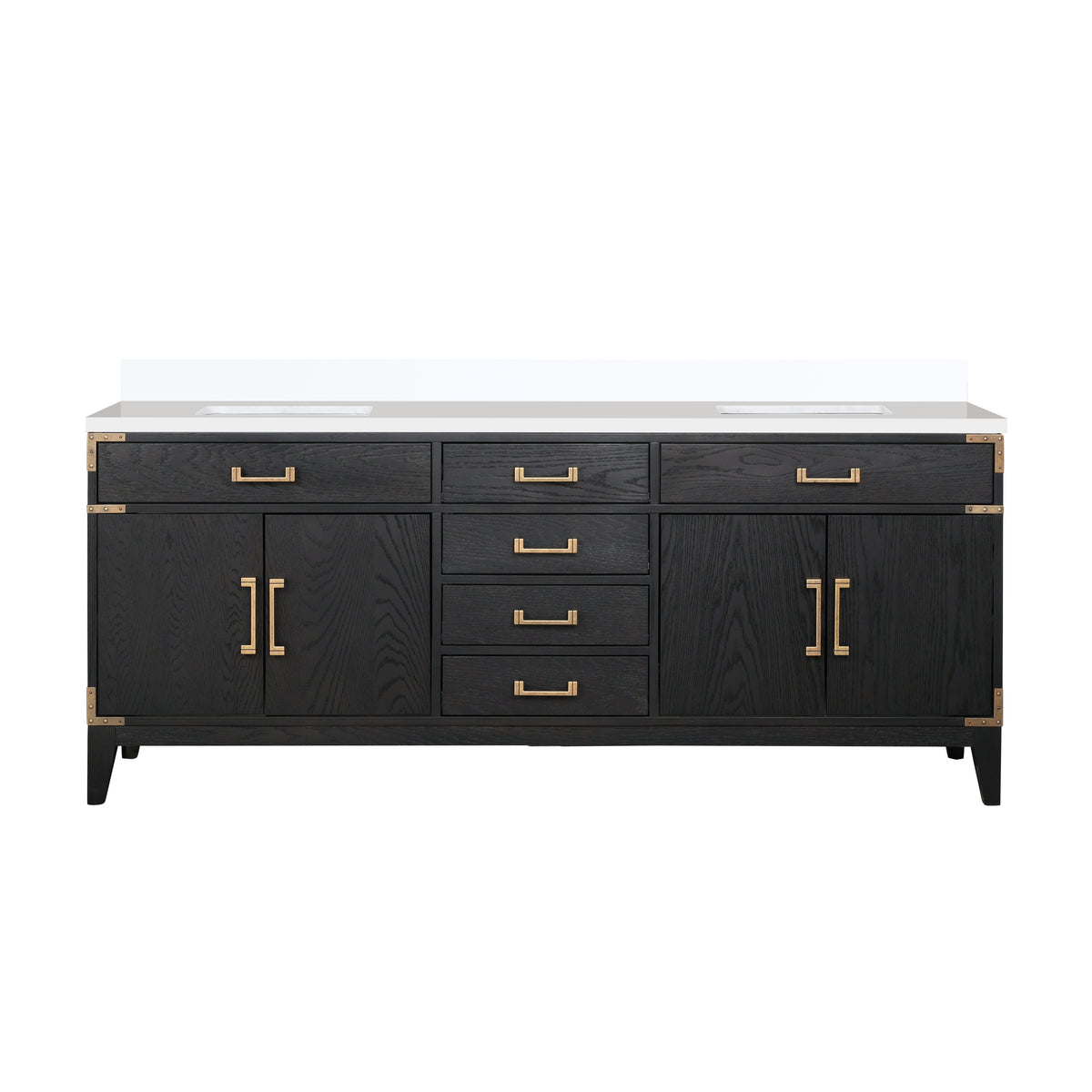 Lexora Laurel 80 in. Black Oak Double Sink Bath Vanity