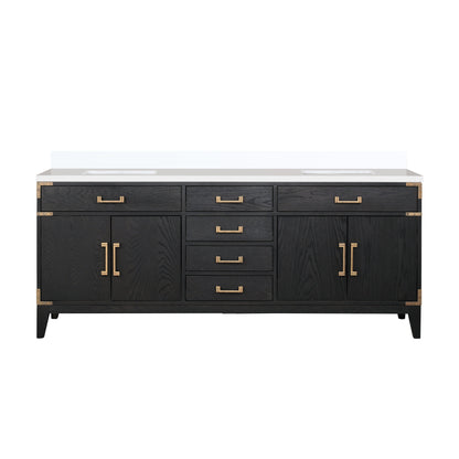 Lexora Laurel 80 in. Black Oak Double Sink Bath Vanity