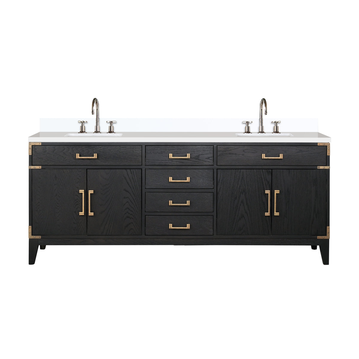 Lexora Laurel 80 in. Black Oak Double Sink Bath Vanity