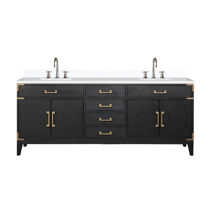 Lexora Laurel 80 in. Black Oak Double Sink Bath Vanity