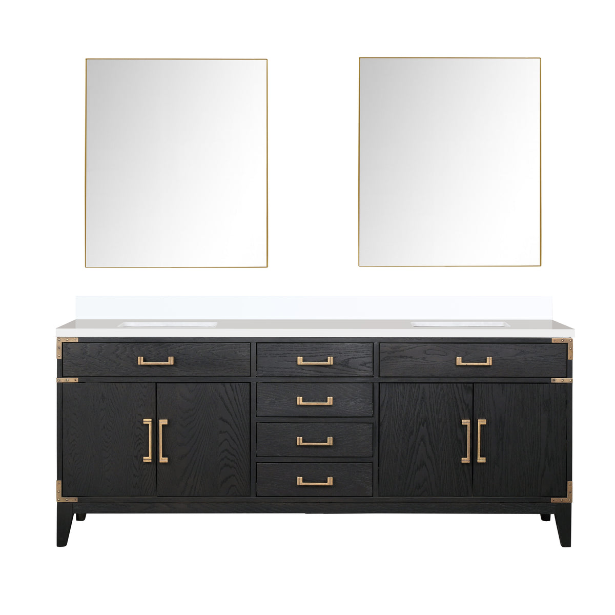 Lexora Laurel 80 in. Black Oak Double Sink Bath Vanity