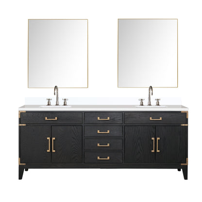 Lexora Laurel 80 in. Black Oak Double Sink Bath Vanity
