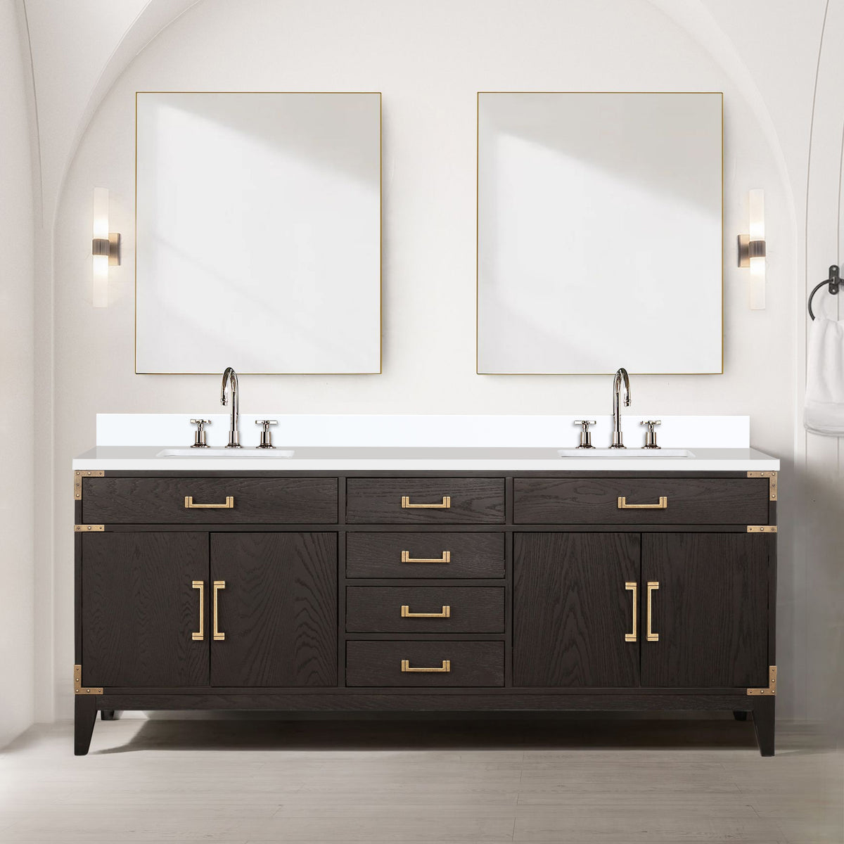 Lexora Laurel 80 in. Brown Oak Double Sink Bath Vanity