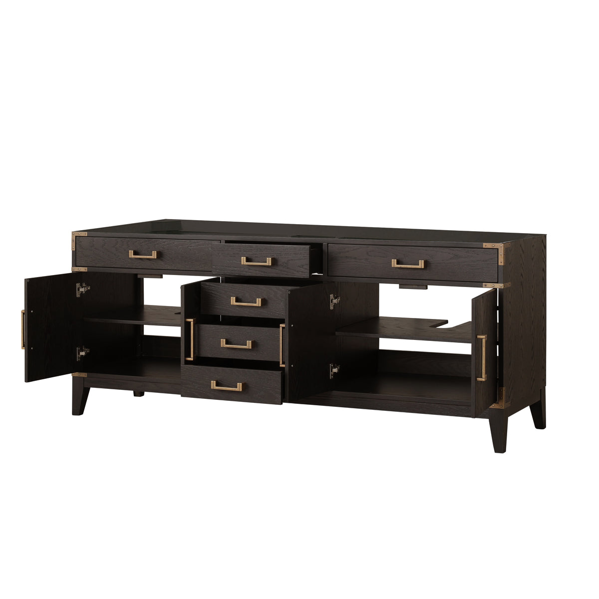 Lexora Laurel 80 in. Brown Oak Double Sink Bath Vanity
