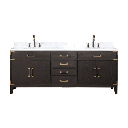 Lexora Laurel 80 in. Brown Oak Double Sink Bath Vanity