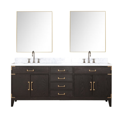 Lexora Laurel 80 in. Brown Oak Double Sink Bath Vanity
