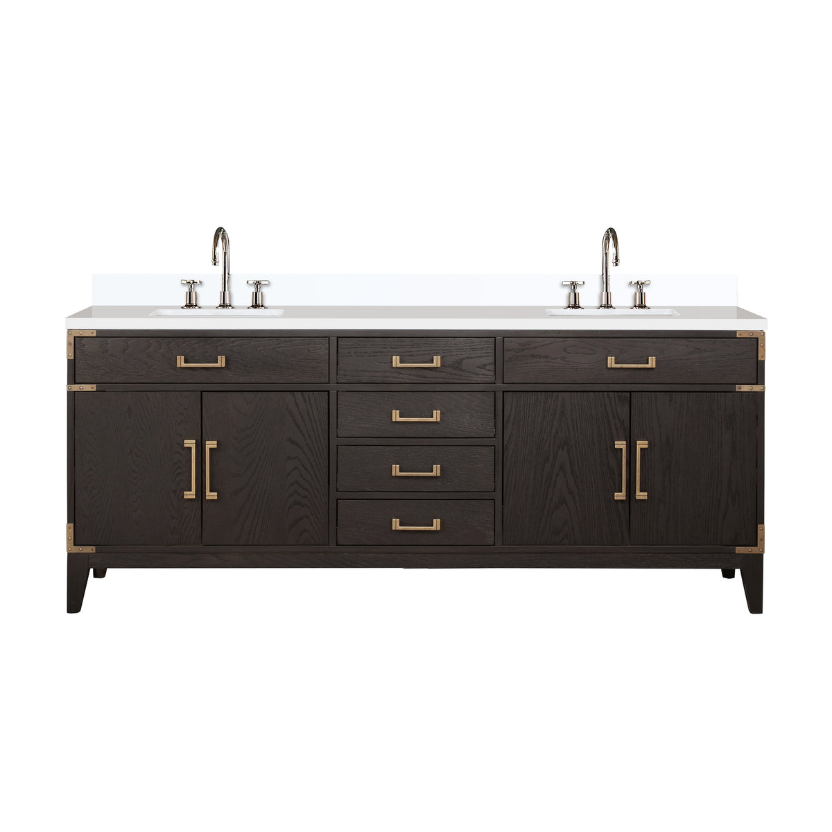 Lexora Laurel 80 in. Brown Oak Double Sink Bath Vanity