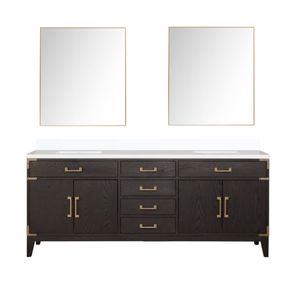 Lexora Laurel 80 in. Brown Oak Double Sink Bath Vanity