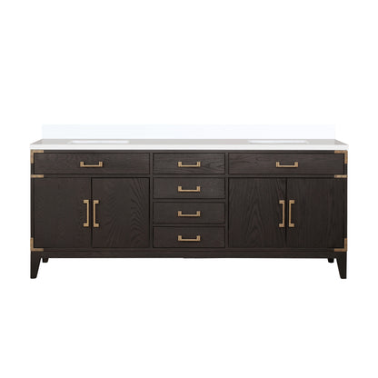 Lexora Laurel 80 in. Brown Oak Double Sink Bath Vanity