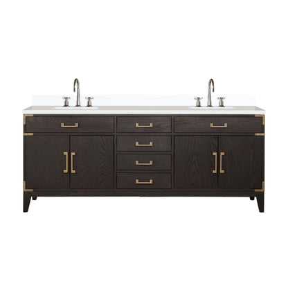 Lexora Laurel 80 in. Brown Oak Double Sink Bath Vanity