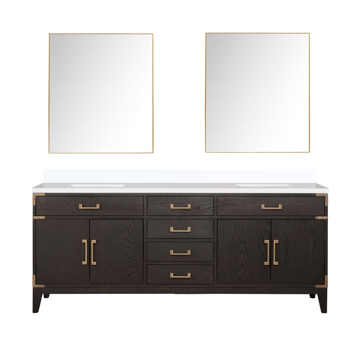 Lexora Laurel 80 in. Brown Oak Double Sink Bath Vanity