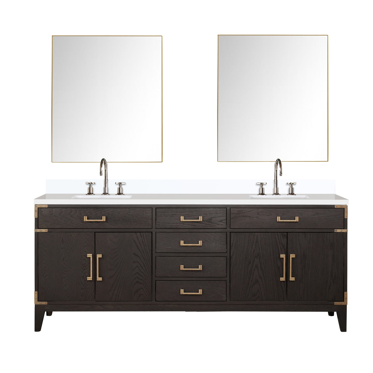 Lexora Laurel 80 in. Brown Oak Double Sink Bath Vanity