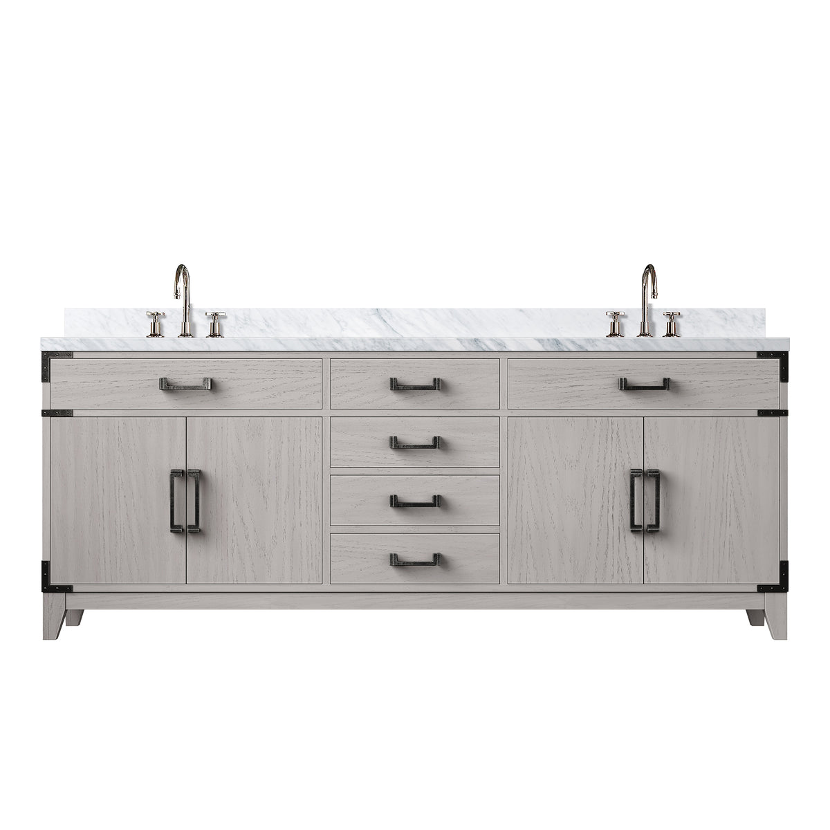 Lexora Laurel 80 in. White Oak Double Sink Bath Vanity