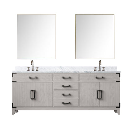 Lexora Laurel 80 in. White Oak Double Sink Bath Vanity