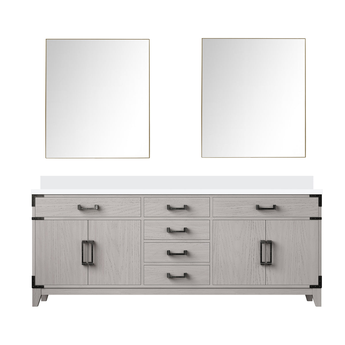 Lexora Laurel 80 in. White Oak Double Sink Bath Vanity