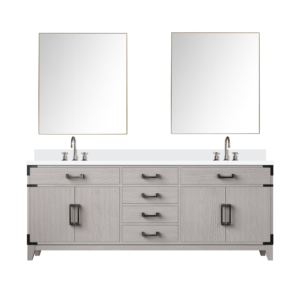 Lexora Laurel 80 in. White Oak Double Sink Bath Vanity