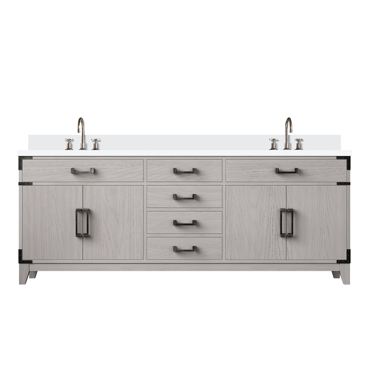Lexora Laurel 80 in. White Oak Double Sink Bath Vanity