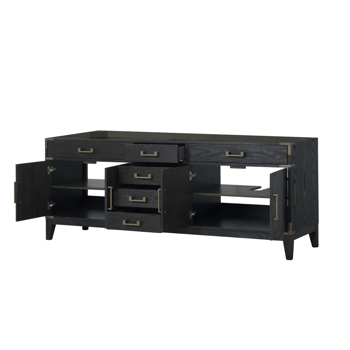 Lexora Laurel 84 in. Black Oak Double Sink Bath Vanity