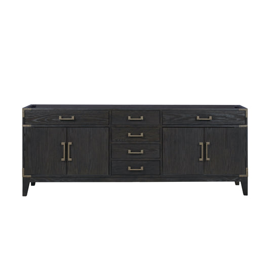 Lexora Laurel 84 in. Black Oak Double Sink Bath Vanity