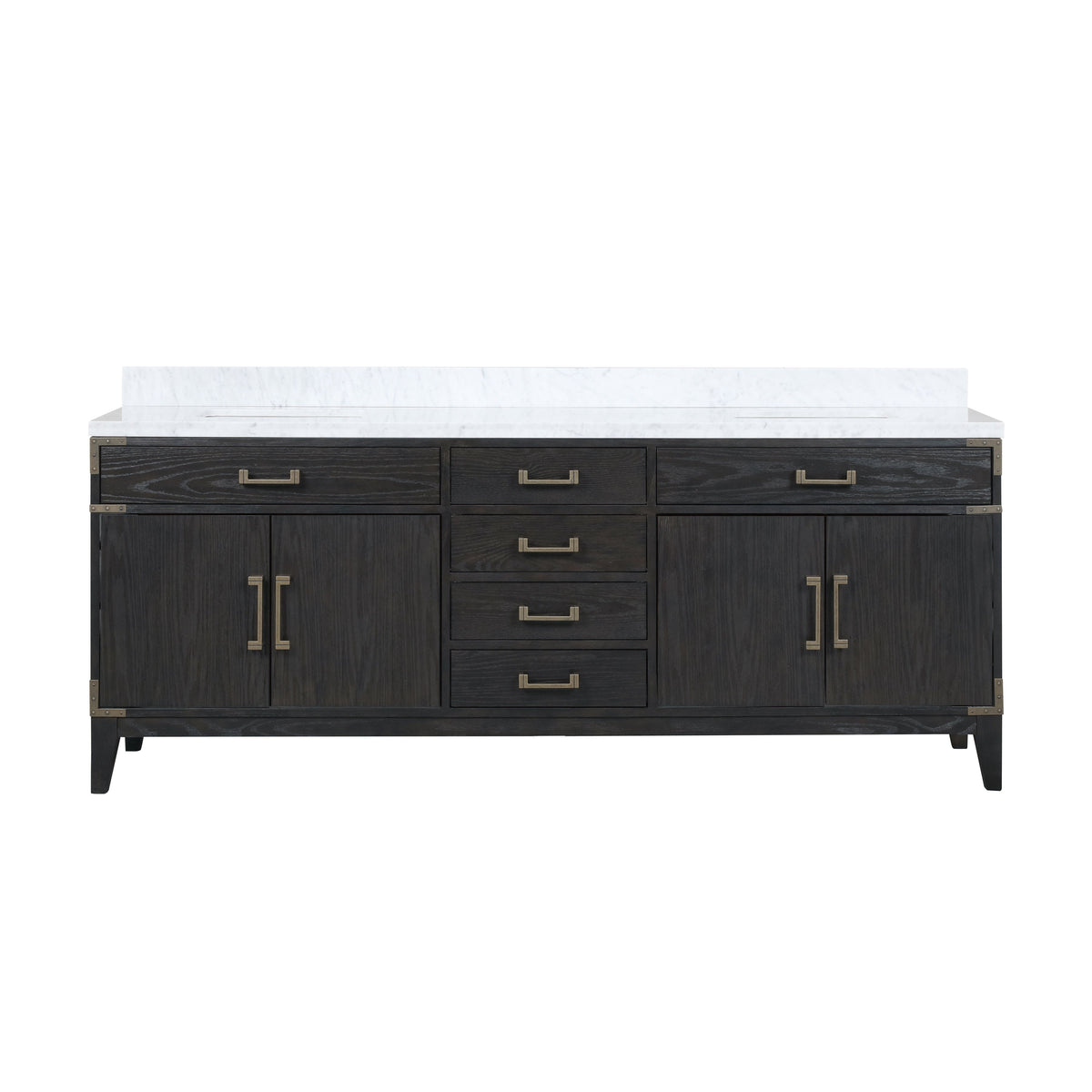 Lexora Laurel 84 in. Black Oak Double Sink Bath Vanity