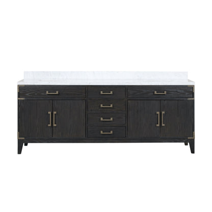 Lexora Laurel 84 in. Black Oak Double Sink Bath Vanity