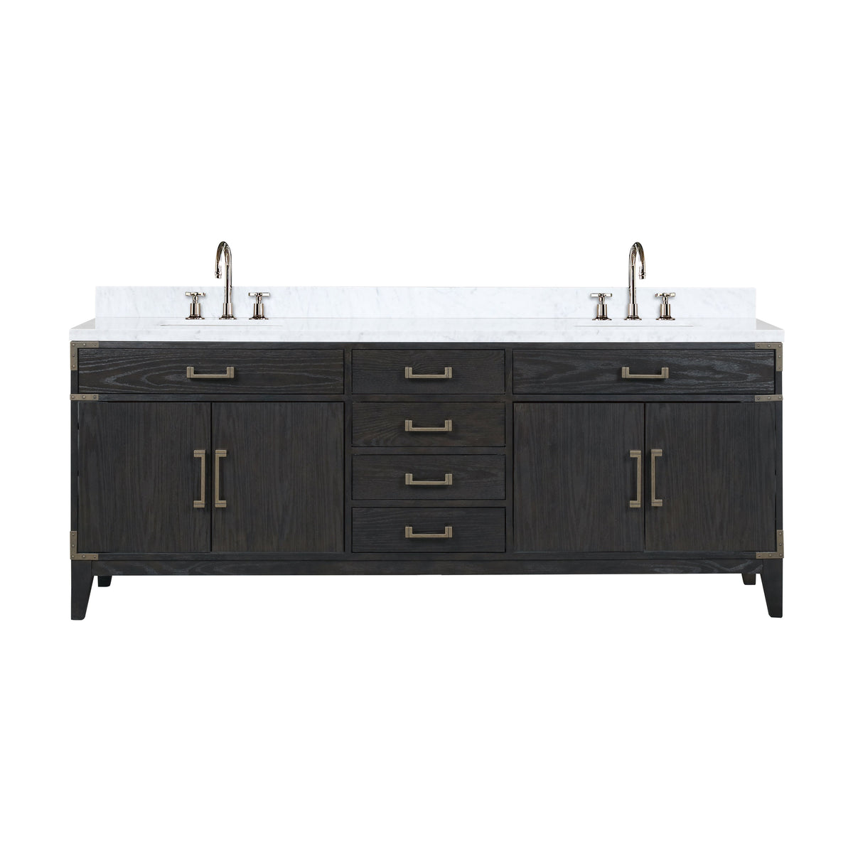 Lexora Laurel 84 in. Black Oak Double Sink Bath Vanity