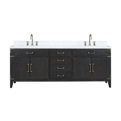 Lexora Laurel 84 in. Black Oak Double Sink Bath Vanity