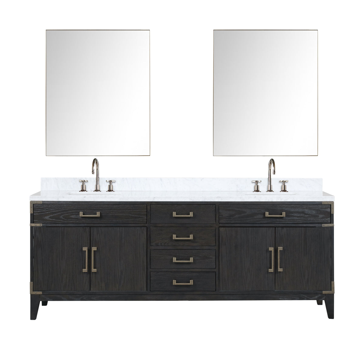 Lexora Laurel 84 in. Black Oak Double Sink Bath Vanity
